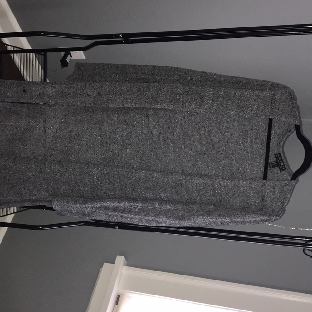 long gray cardigan